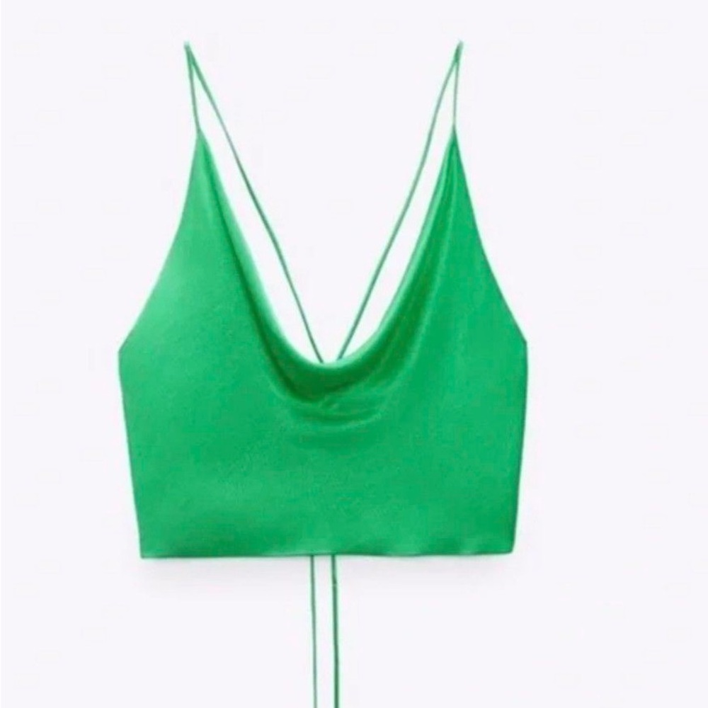Zara green silk top